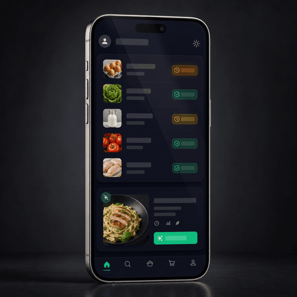 Mobile FridgeFox pantry view suited to a shared household